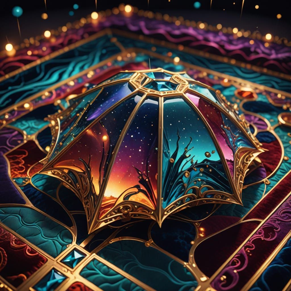 Surreal Velvet Collage with Intricately Carved Gelwave Meteo...