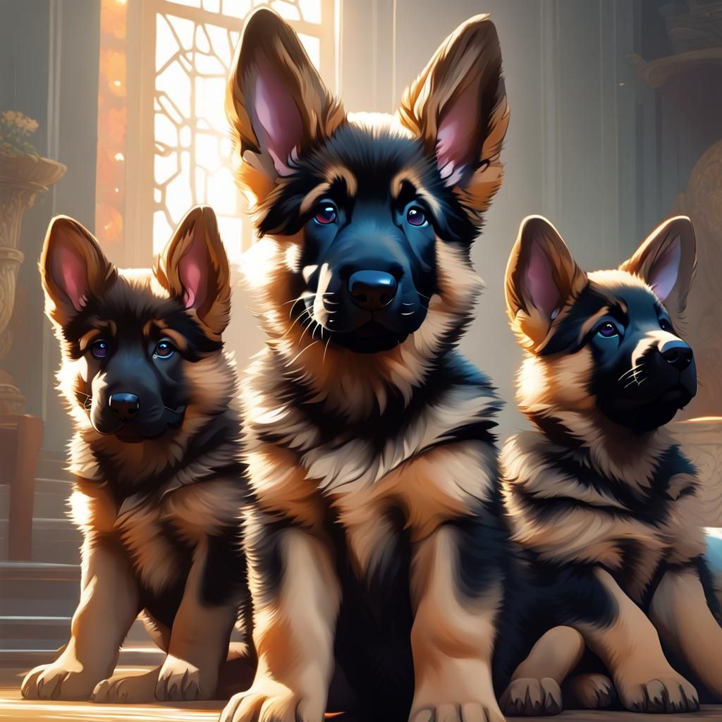 Hyperdetailed German Shepherd Puppy Portrait