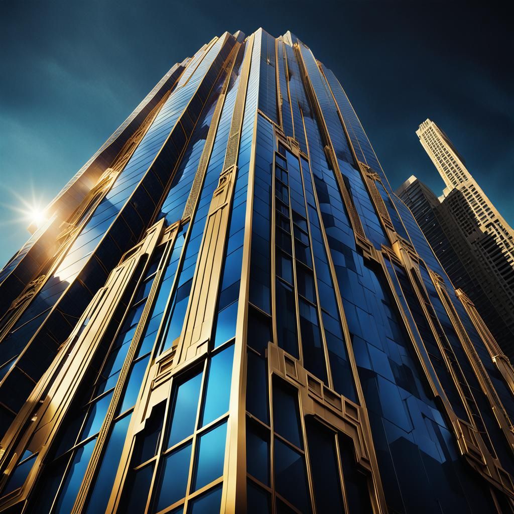 Art Deco Skyscraper: Geometric Digital Matte Painting
