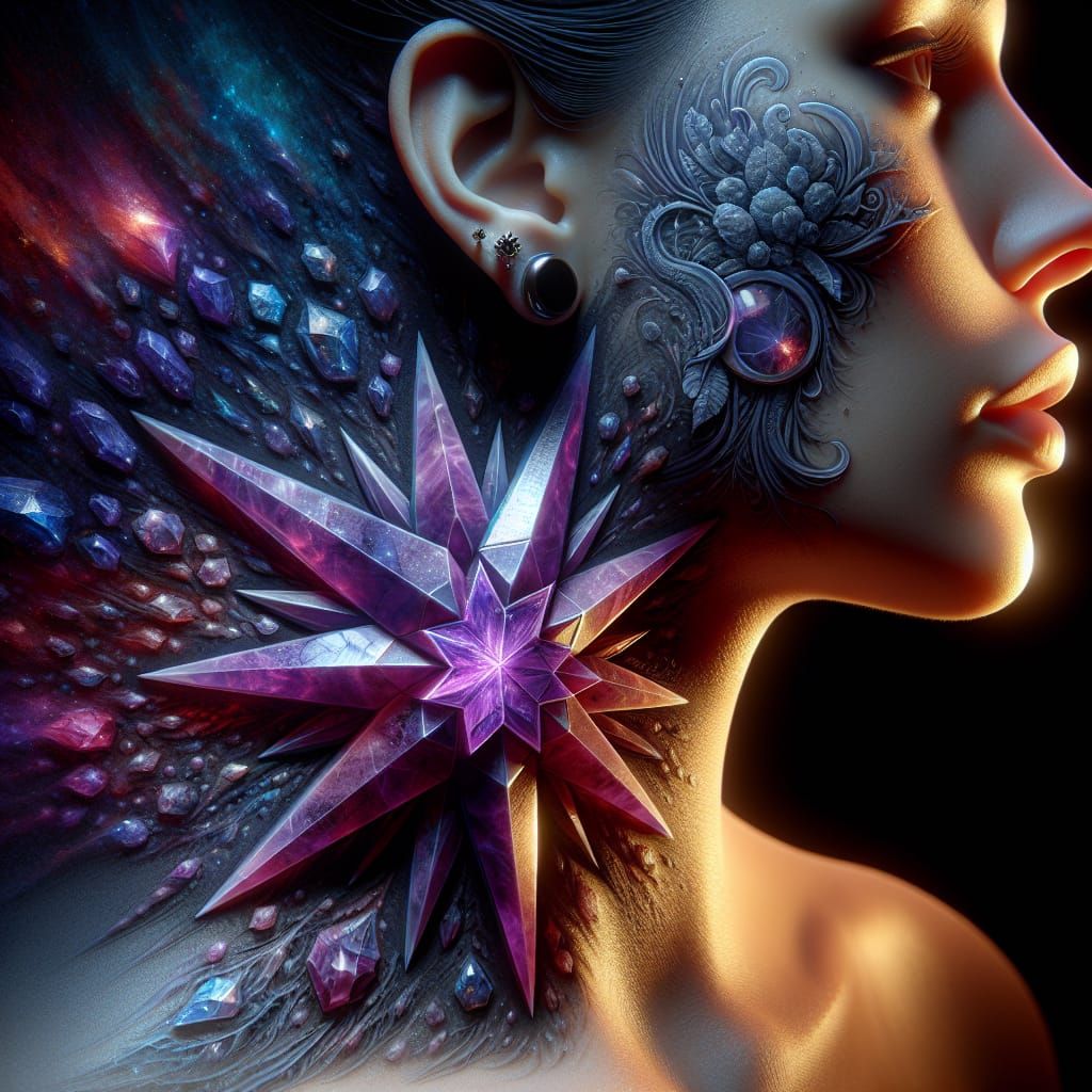 Detailed Amethyst Star Tattoo Concept Art