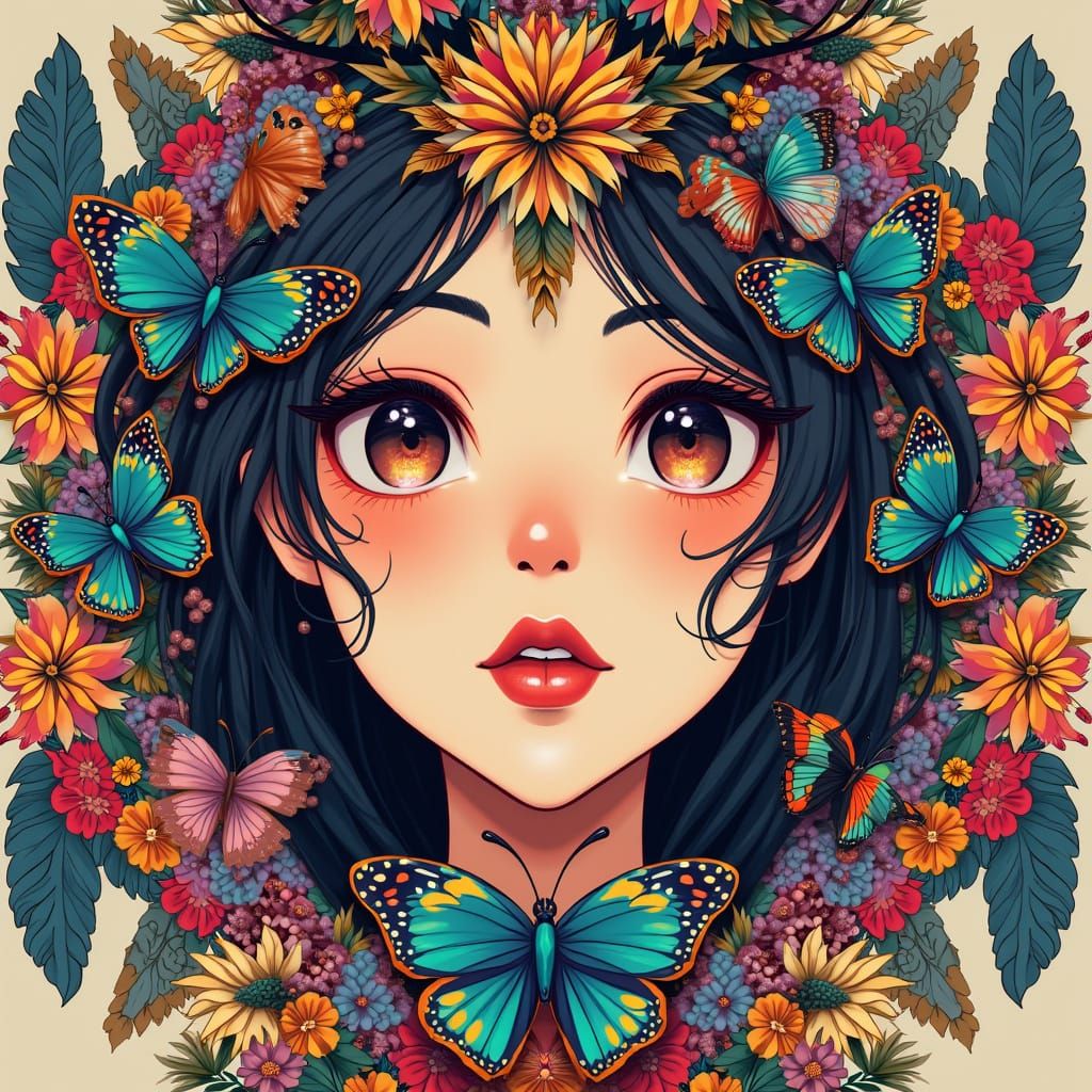 Portrait with Butterflies