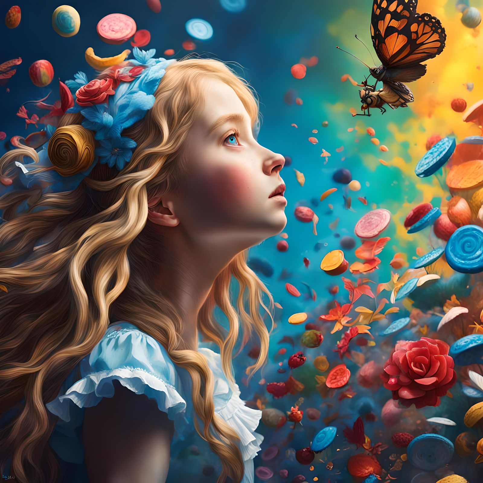 Hyperrealistic Alice in Wonderland Dreamscape