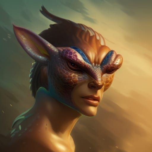 Detailed Viper Dragon Portrait in Hyperdetailed Splash Art