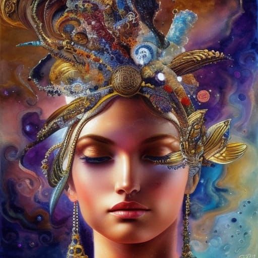 Goddess Saturn Personified: Bejeweled, Shimmering Portrait