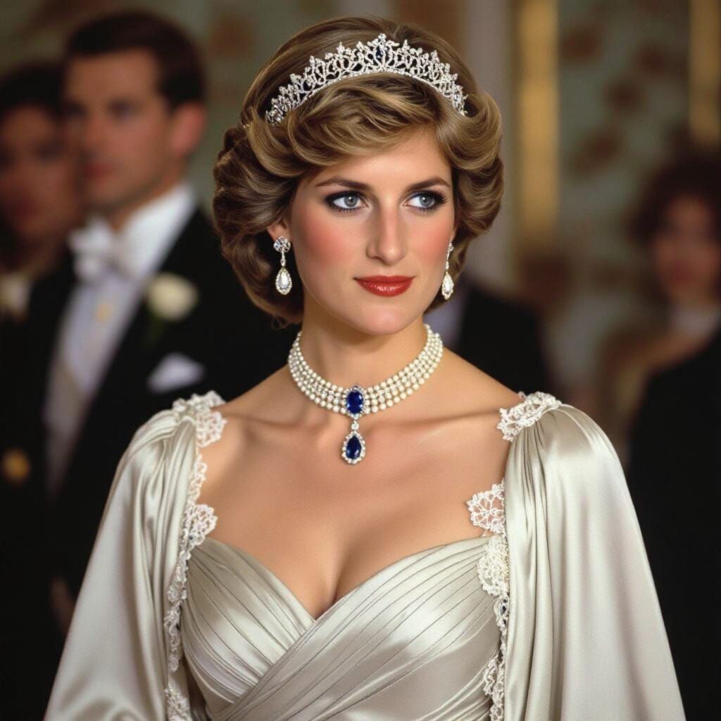 Elegant Portrait of Princess Diana in Art Nouveau Style