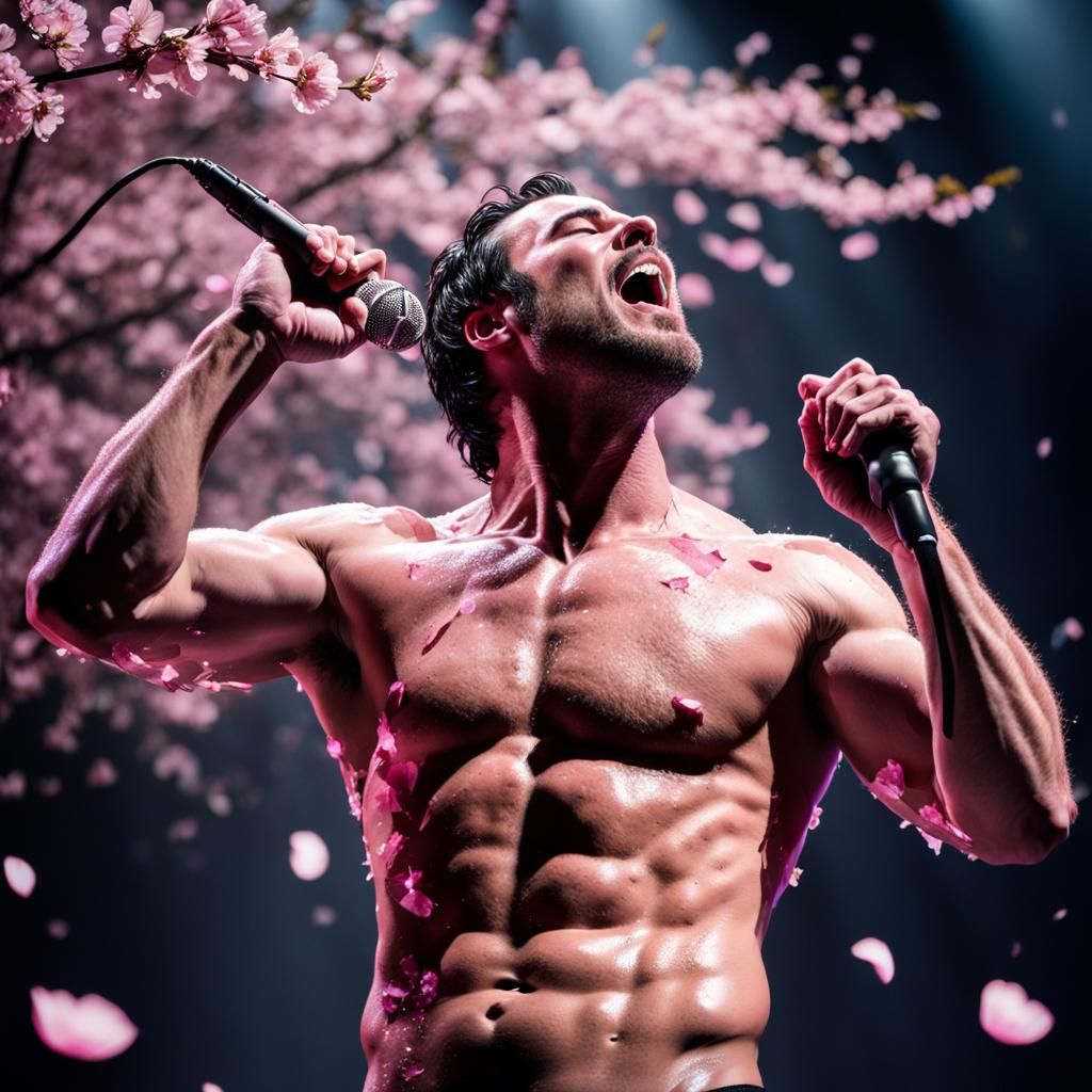 Emotional Ballad Singer in Romantic Spotlight, Hyperrealisti...