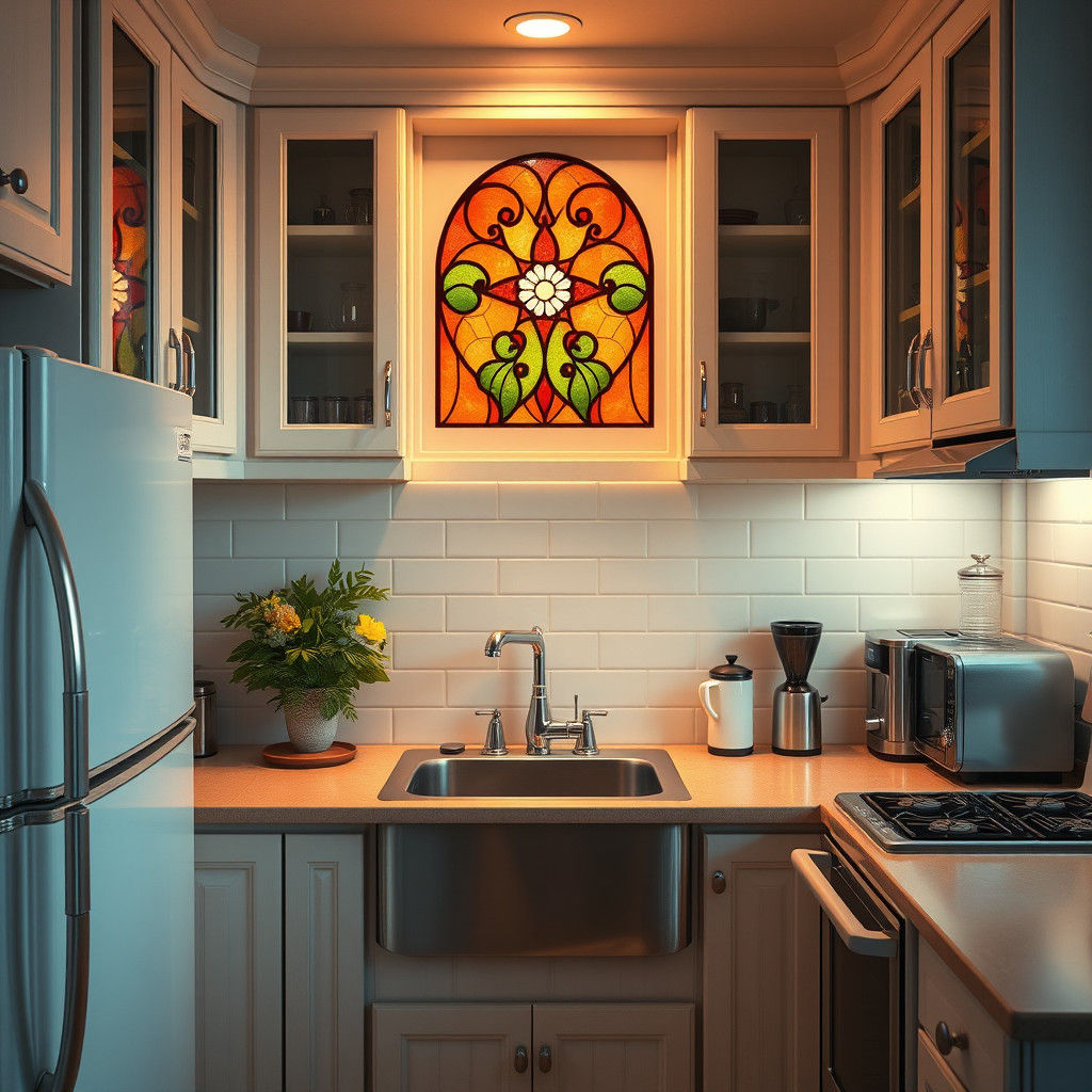 Photorealistic Retro Kitchen in American Style Apartment