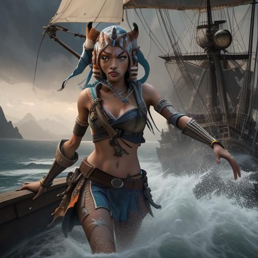 Ahsoka as a Pirate in 3D Digital Art