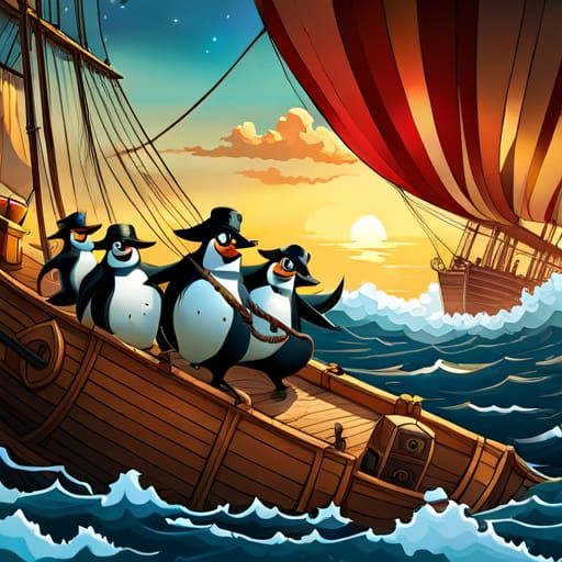 Drunken Penguin Pirates Fail to Board Ship