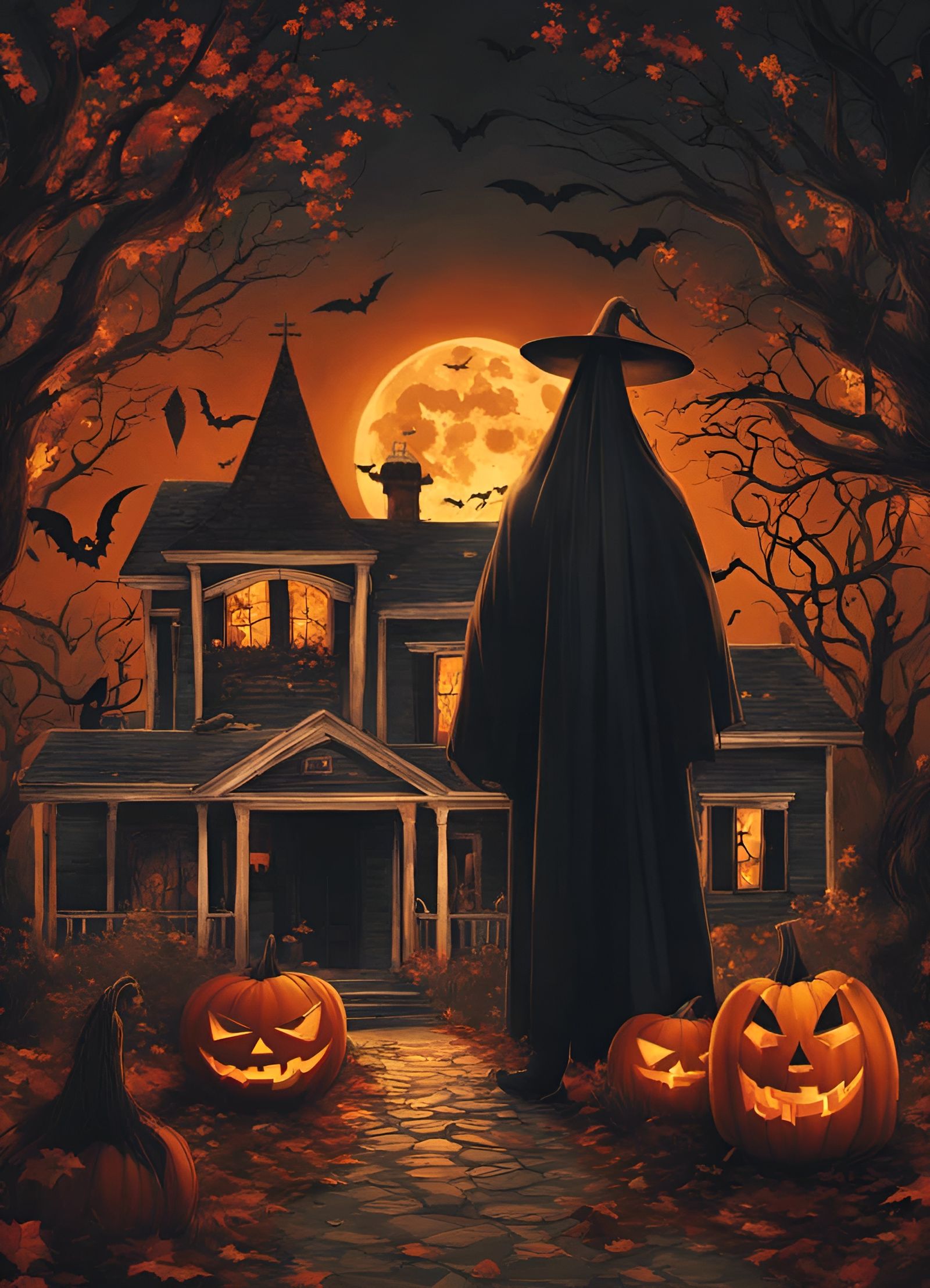 Eerie Halloween Night: A Horror Movie Scene