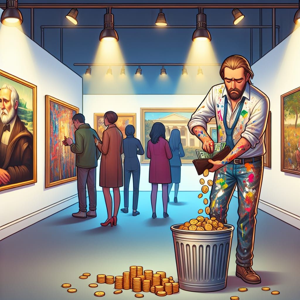 Artist's Lament: Emptying Wallet in Art Gallery