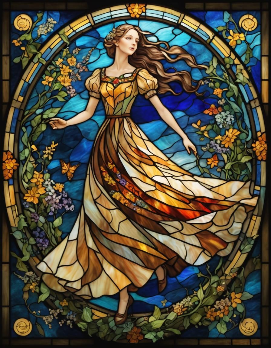Stained Glass Window Design of Beautiful Person