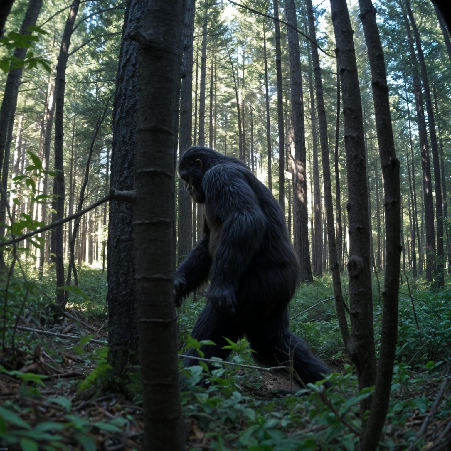 Photorealistic Bigfoot Sighting in Forest