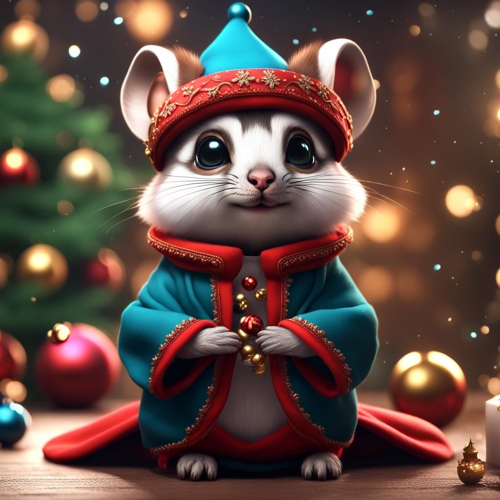 Siberian Flying Squirrel in Christmas Costume