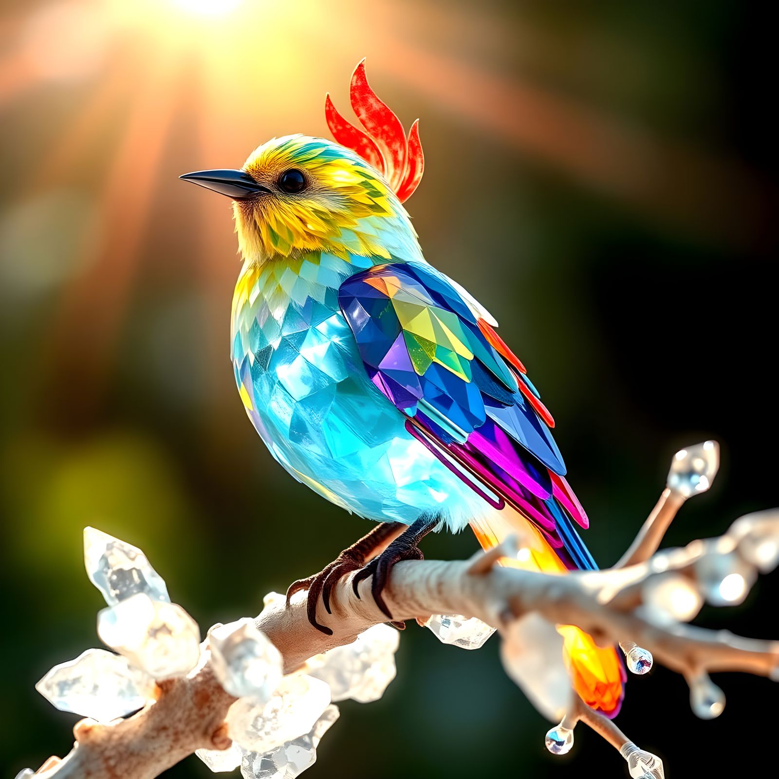 Crystal Bird Illuminates in Radiant Glory