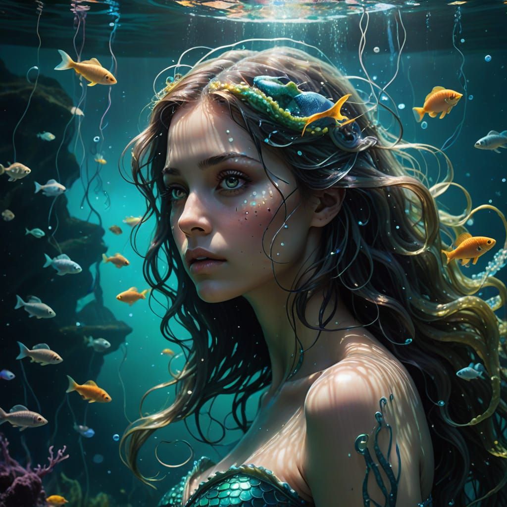 Underwater Gothic Mermaid in Gothic Organic Style