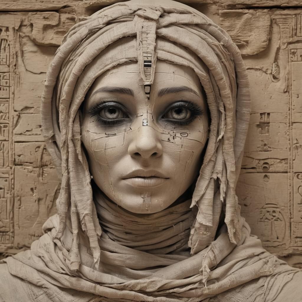 Ancient Egyptian Mummy Number in Dark Fantasy Style