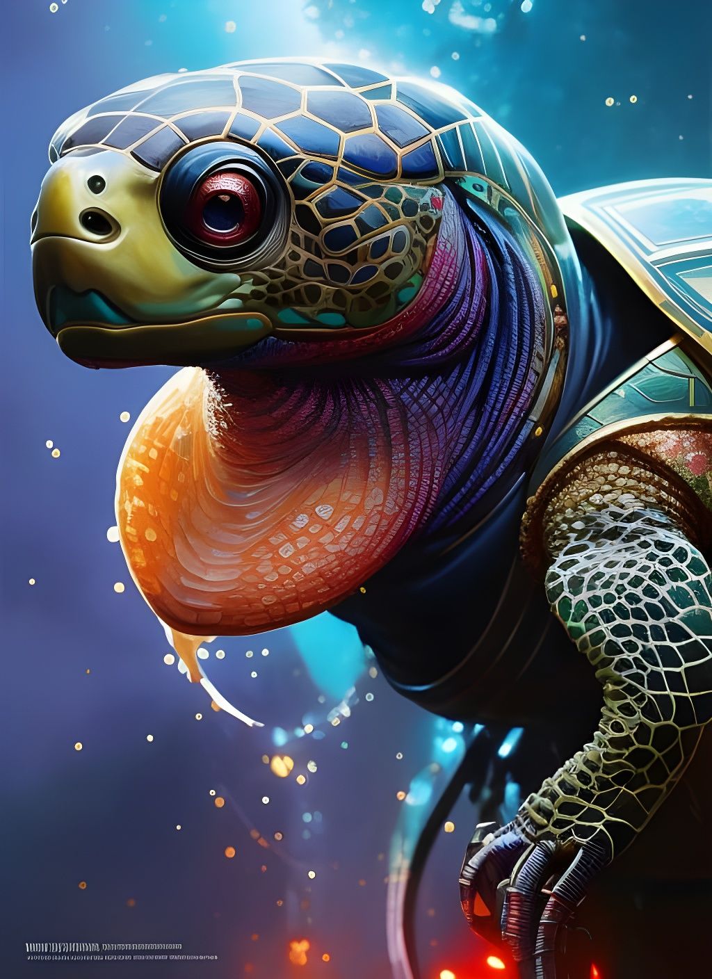 Cybernetic Turtle Portrait in RPG Fantasy Style