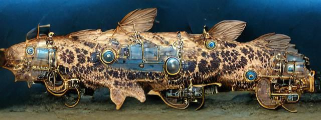 Steampunk Coelacanth Mechanical Fish