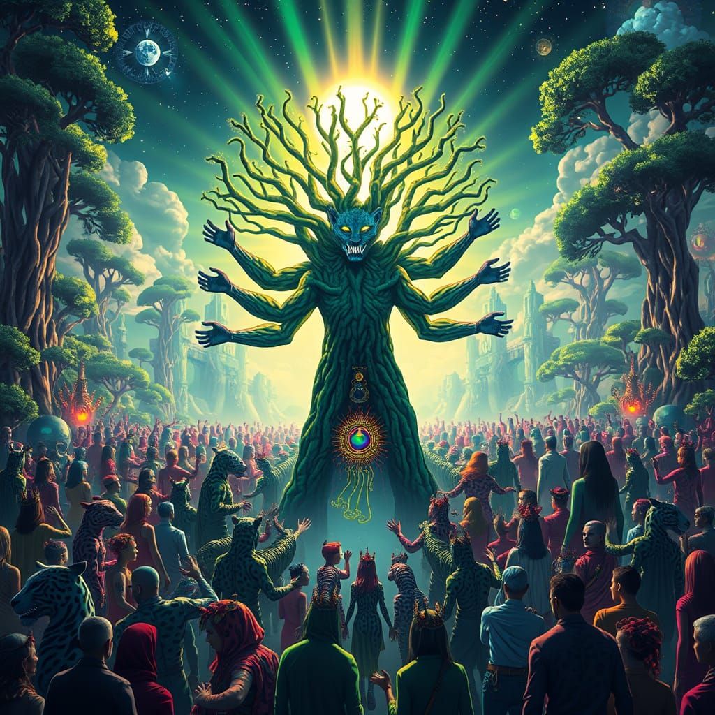 Cosmic Leopard Shaman in Psychedelic City