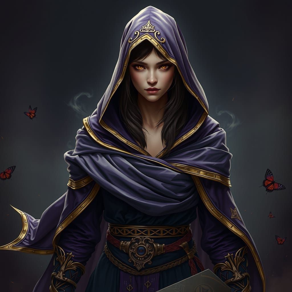 Dark Fantasy Warrior in Purple Robes, Inspired by Greg Rutko...
