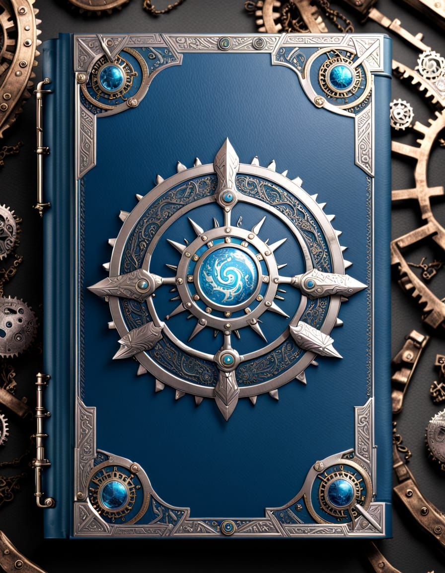 Elegant Blue Book Cover with Norse Emblem