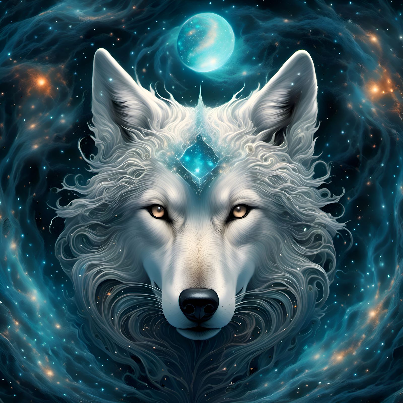 Moonlit Shadow Wolf Spirit in Digital Art Style