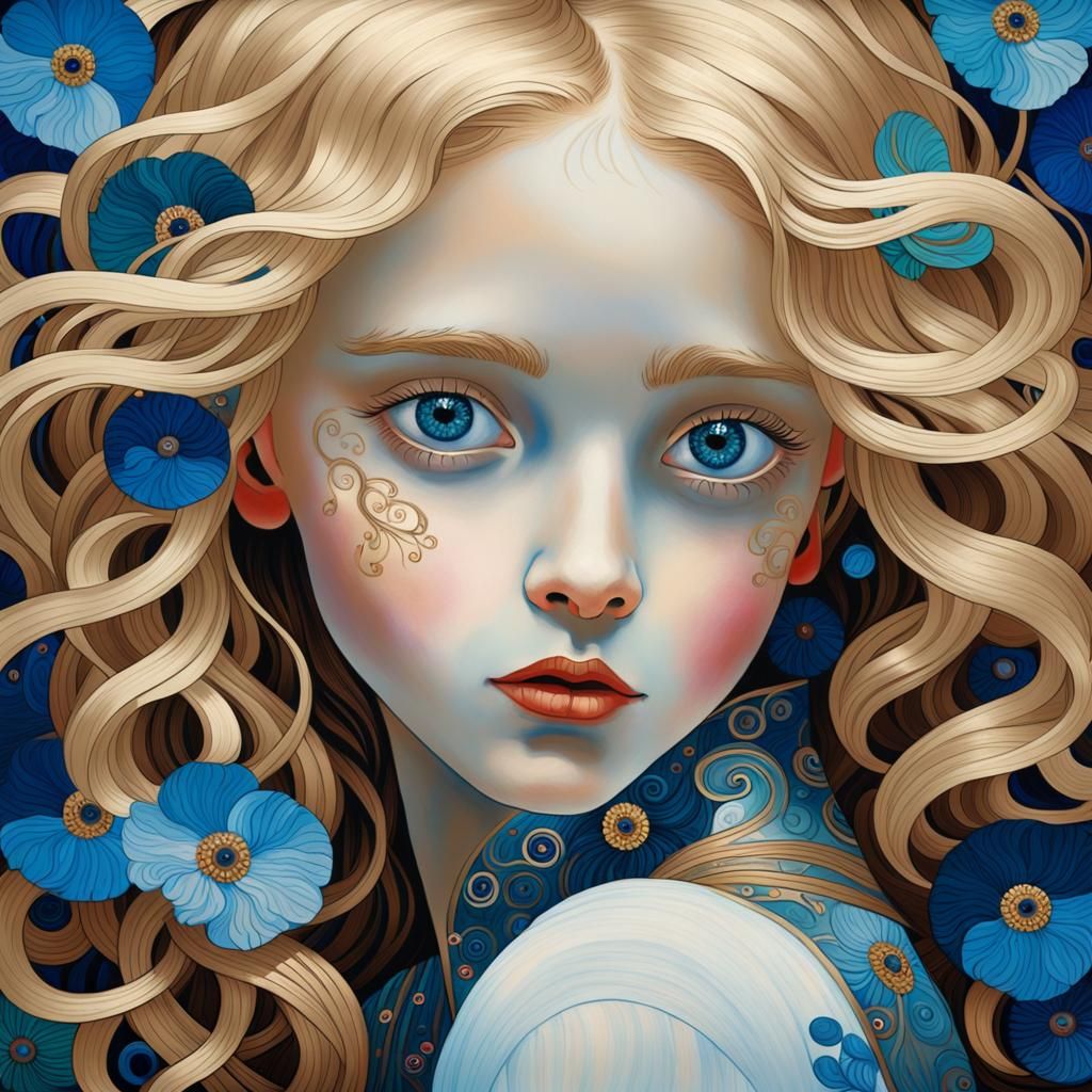 Portrait of a Young Woman in Klimt Style