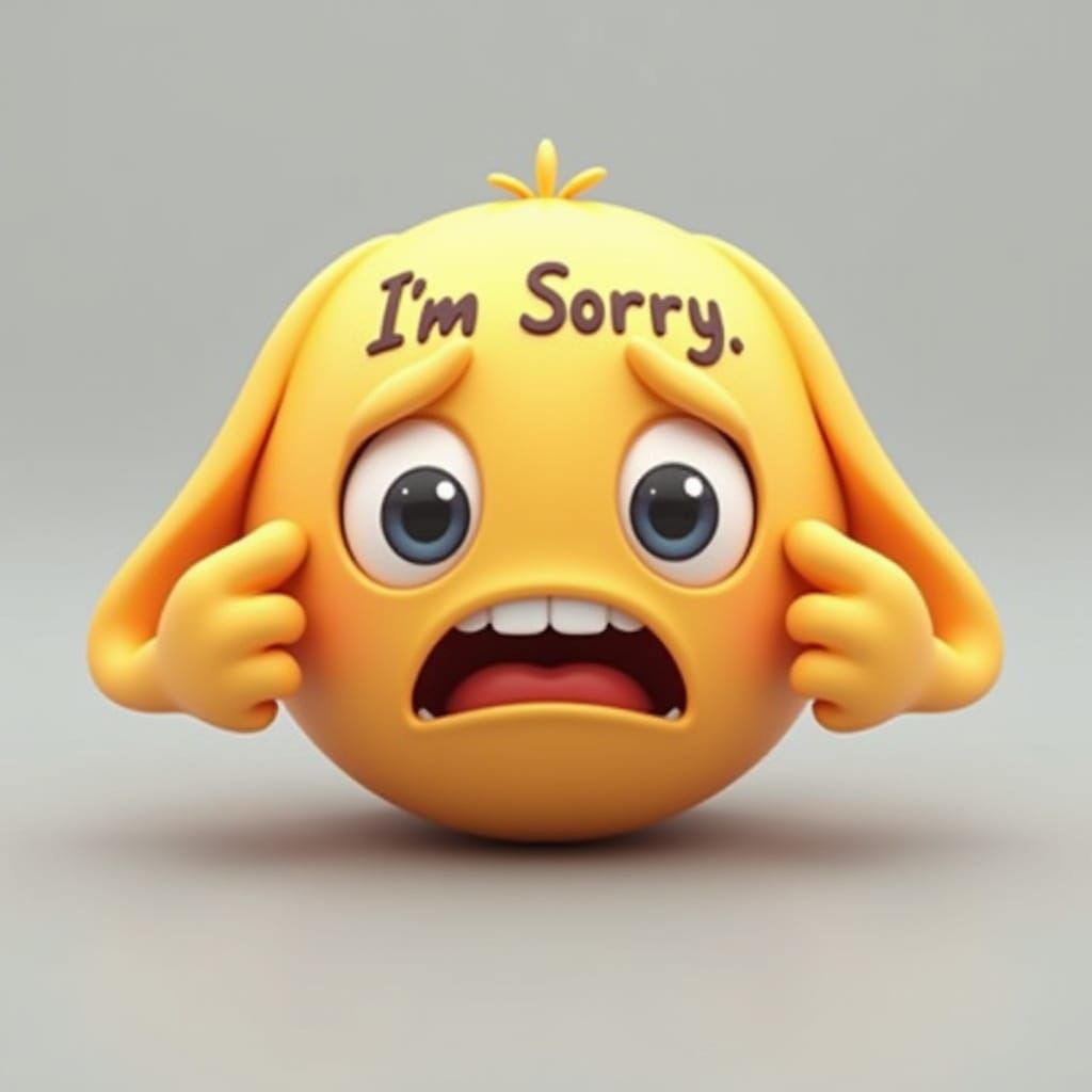 Sad Emoji with Apologetic Expression in Cute Letters