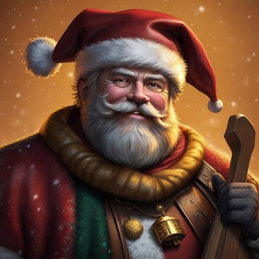 Santa Claus in Snowy Village: Hyperrealistic Concept Art