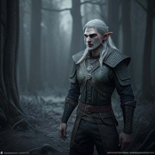 The Witcher: Elf Warrior in Dark Fantasy Style