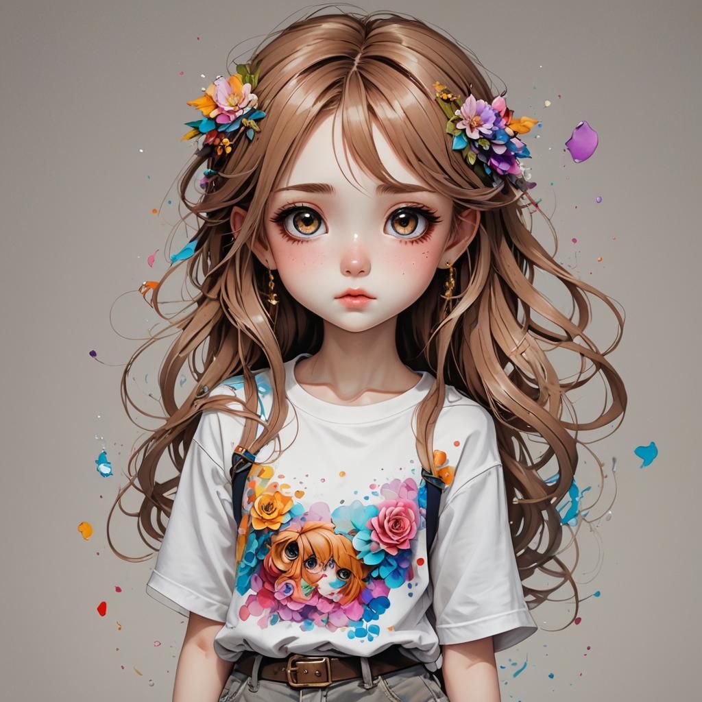 Anime Girl with Tears: Digital Painting of Sadness