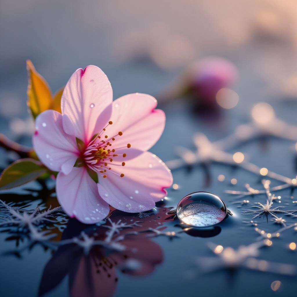 Delicate Cherry Blossom Petal at Dawn