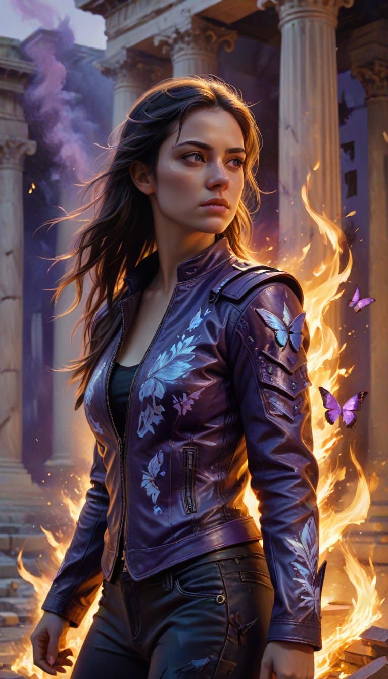 Greek Goddess Champion in Fiery Glory