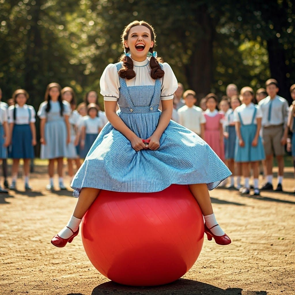 Dorothy Bouncing on Hippity Hop Ball at Field Day