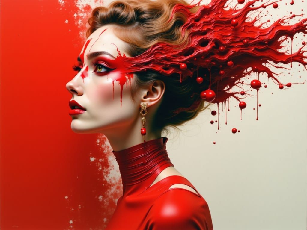 Surreal Diva Portrait in Vibrant Art Nouveau Style