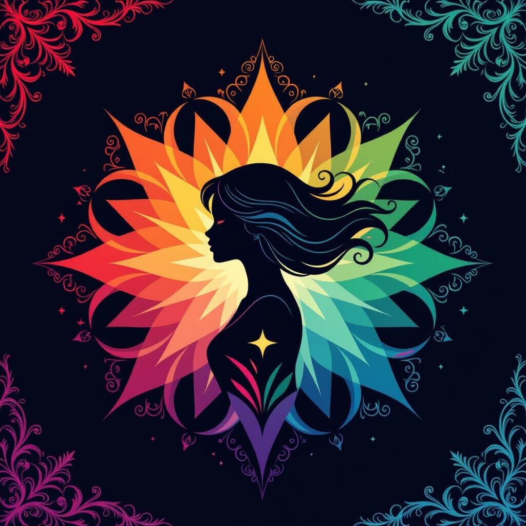 Minimalist Star Girl Kells Logo in Orange, Purple, Green, an...