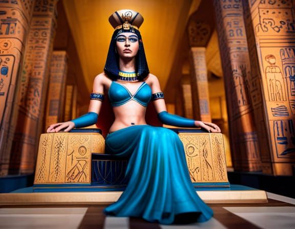 Cleopatra on Her Throne in Ancient Egypt