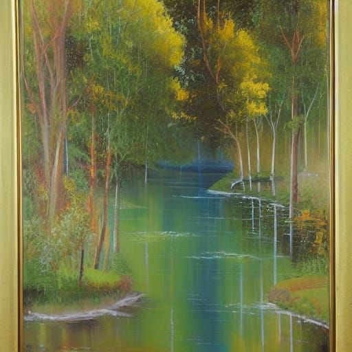 Enchanting River Landscape Oil Painting