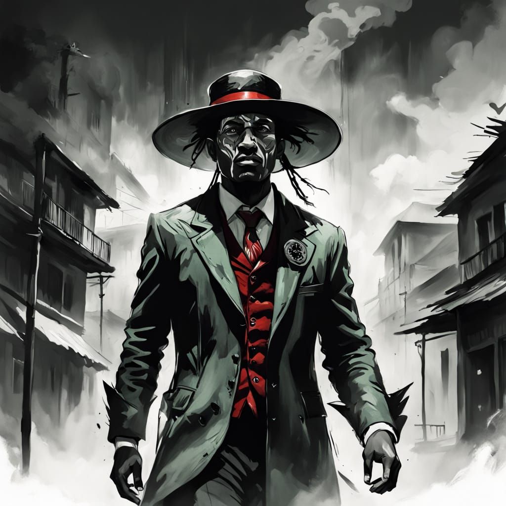 Tribal Caribbean Gentleman in Absinthe Green Bowler Hat