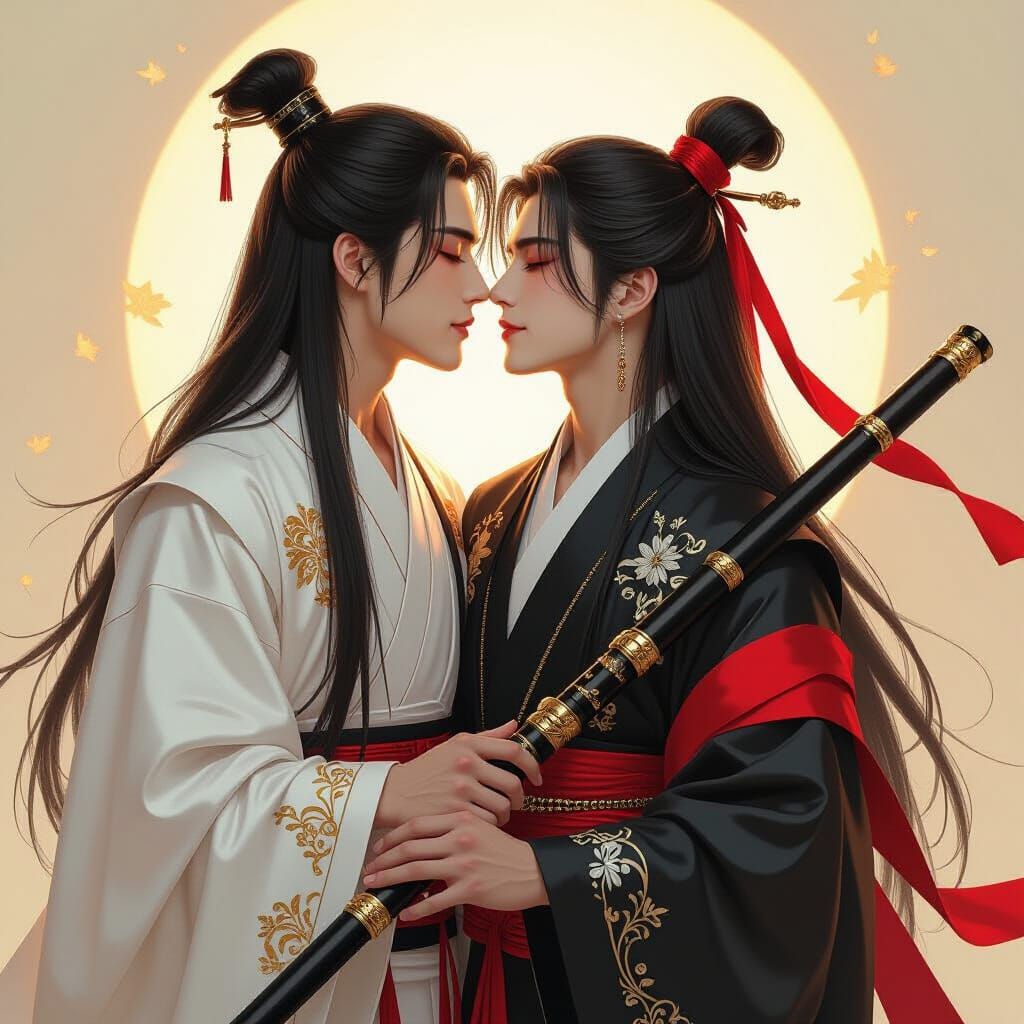 Romantic Embrace in Golden Light: Hyperrealistic Digital Art