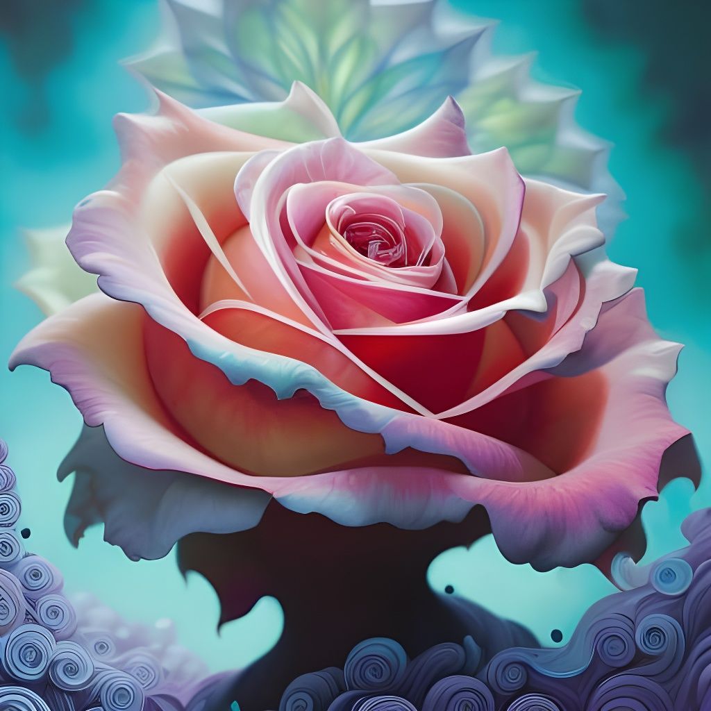 Fractal Honey Rose in Stylized Polygon Art