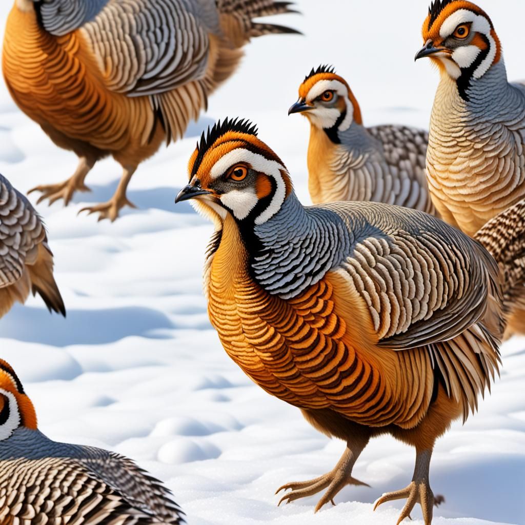 Prairie Chickens in Snow: Academic Concept Art