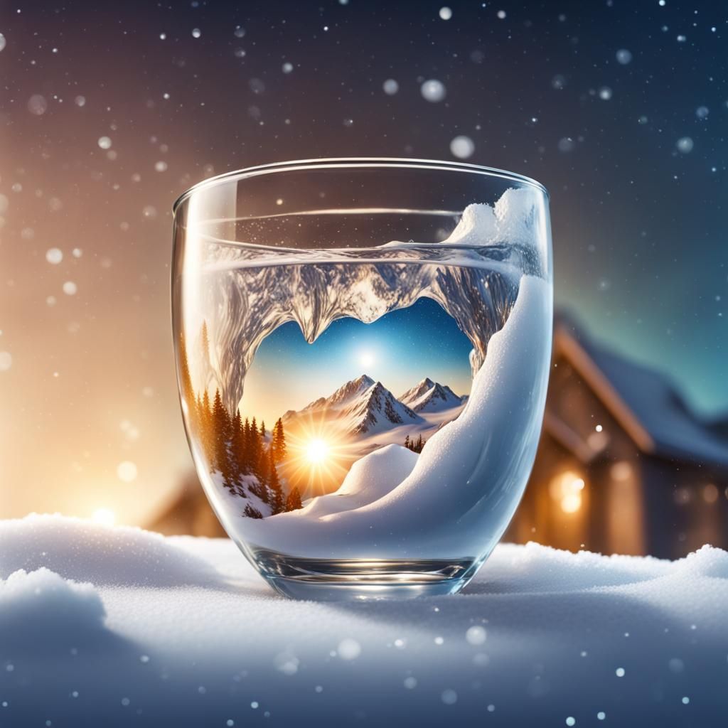 Star Approaching Earth Seen Through Glass in Snow