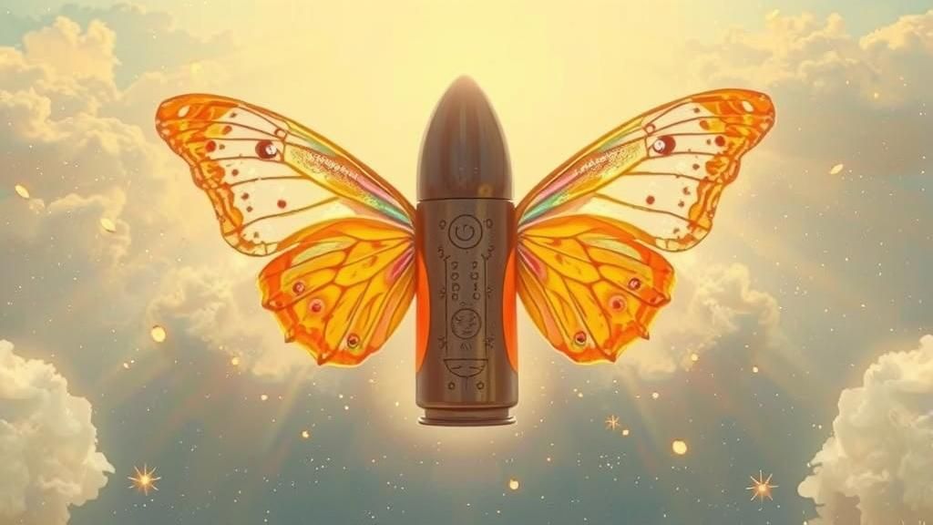 Iridescent Bullet with Butterfly Wings in Pre-Raphaelite Sty...