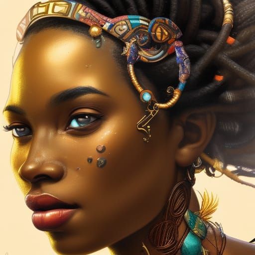 Stunning African Goddess Portrait in Fantasy Art Style