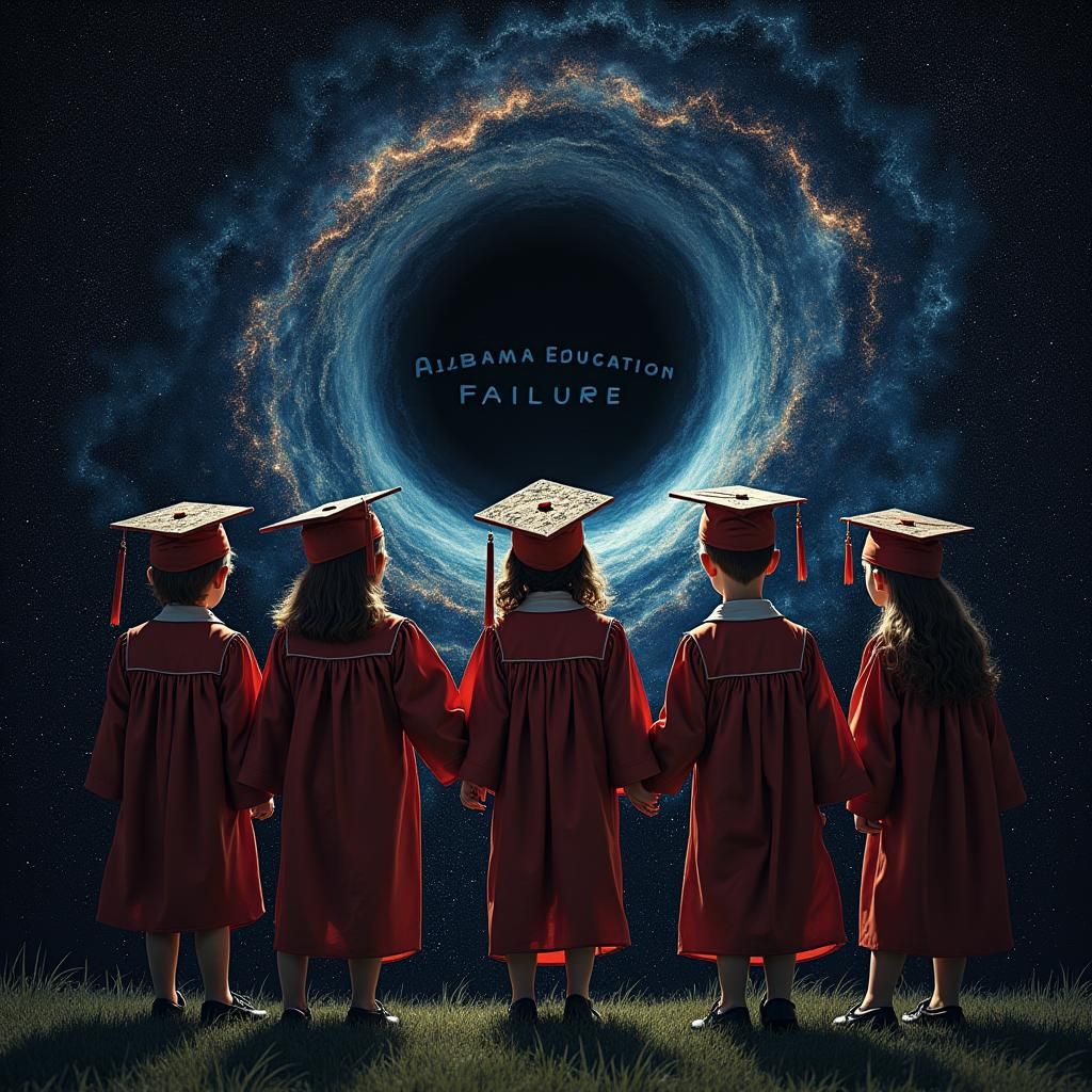 Children Swirling into Black Hole in Space