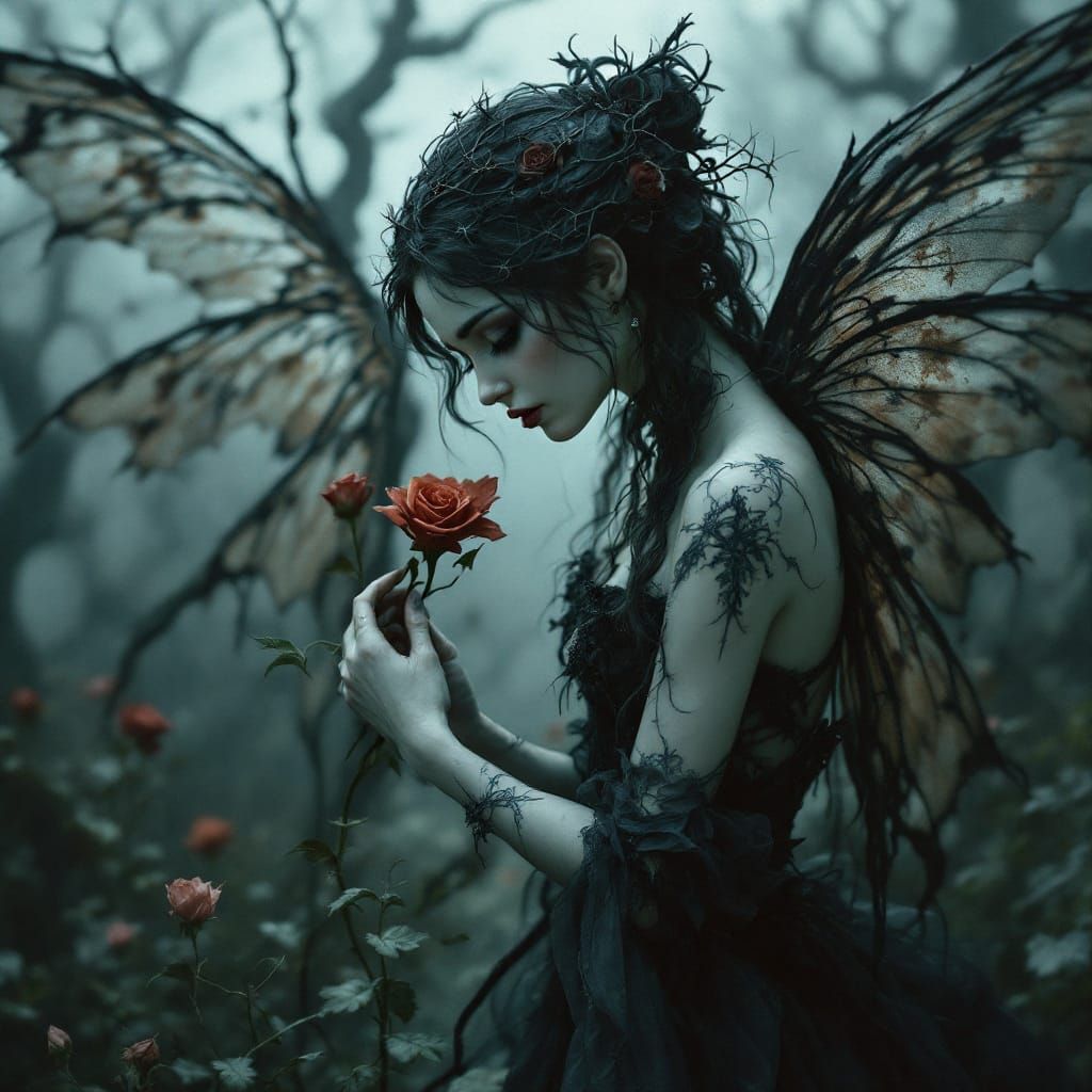Dark Fairy in Wilted Roses: A Gothic Fantasy