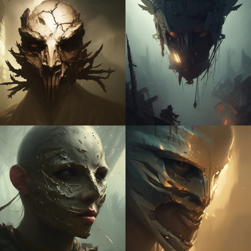 Broken Mask: Dark Fantasy Art in 8k Resolution