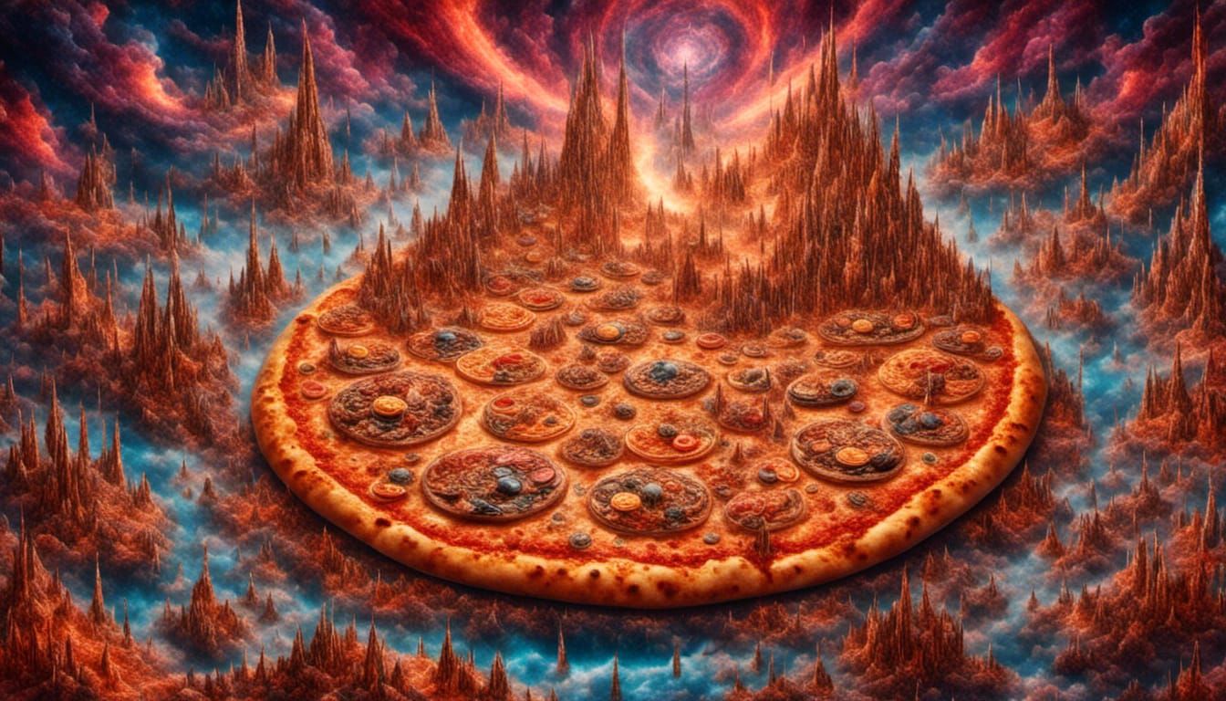 <lora:NC Hyperreal:1.0>The Pizza War Begins, Sci-Fi Showdown, Extraterrestrial Ingredients, Deathburger's Shadow,<lora:M...